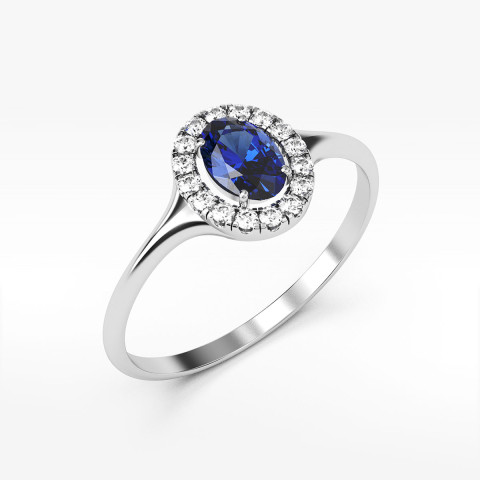 Pierścionek ze złota z niebieską cyrkonią