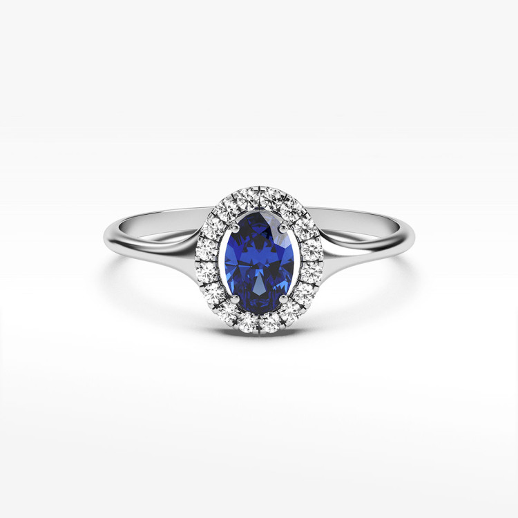 Pierścionek ze złota z niebieską cyrkonią