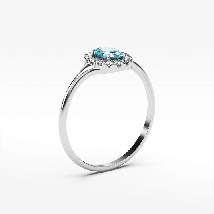 Pierścionek ze złota z błękitną cyrkonią