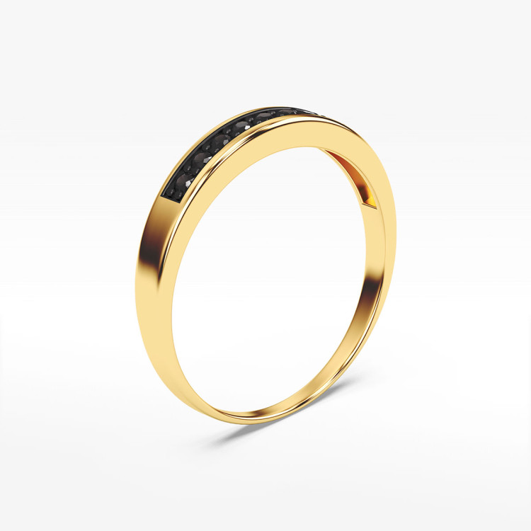 Pierścionek ze złota z czarnymi cyrkoniami