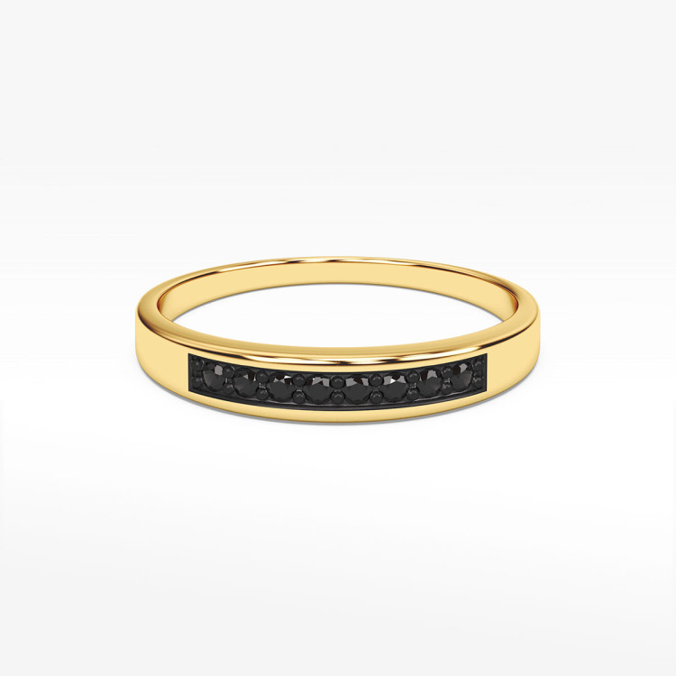 Pierścionek ze złota z czarnymi cyrkoniami