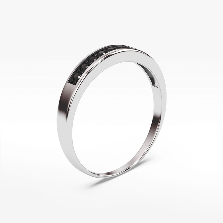 Pierścionek ze złota z czarnymi cyrkoniami