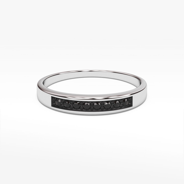 Pierścionek ze złota z czarnymi cyrkoniami