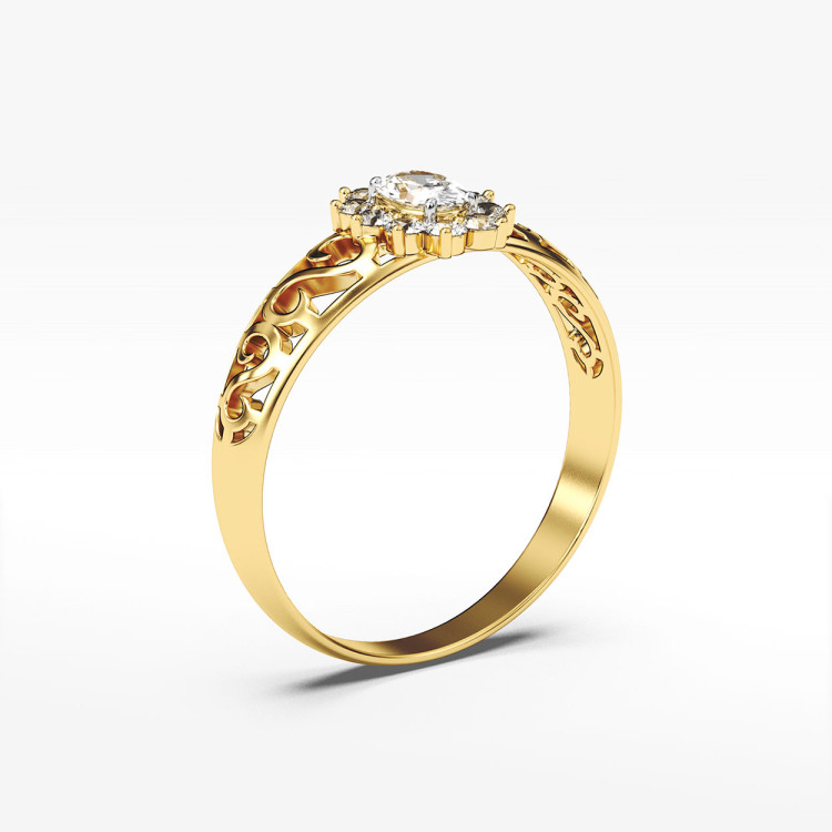 Pierścionek ze złota z cyrkoniami