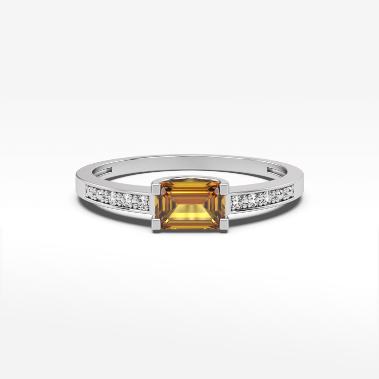 Pierścionek ze złota z cytrynem i diamentami