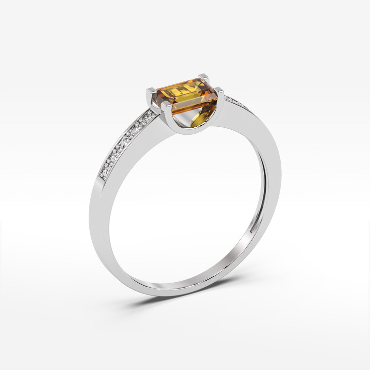 Pierścionek ze złota z cytrynem i diamentami