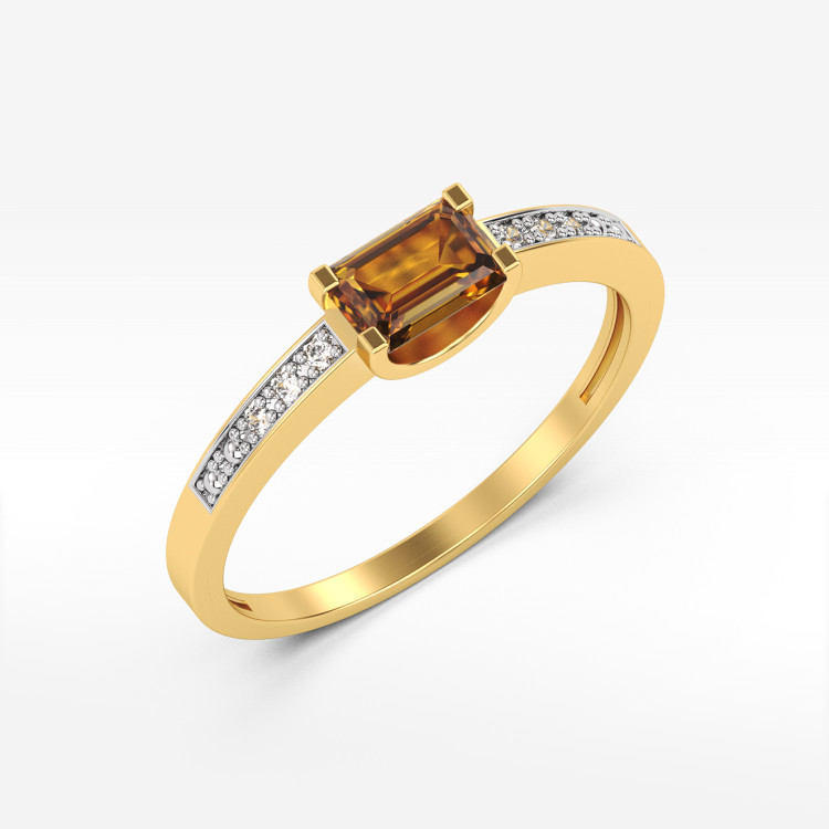 Pierścionek ze złota z cytrynem i diamentami