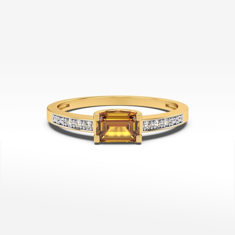 Pierścionek ze złota z cytrynem i diamentami