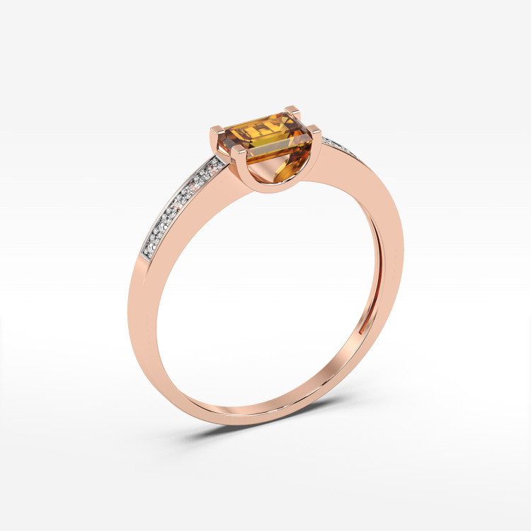 Pierścionek ze złota z cytrynem i diamentami
