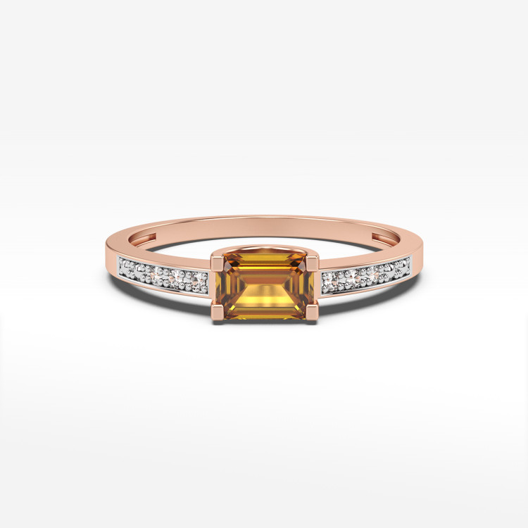 Pierścionek ze złota z cytrynem i diamentami
