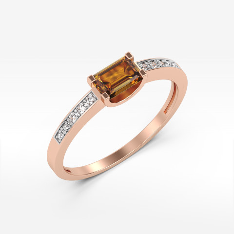 Pierścionek ze złota z cytrynem i diamentami