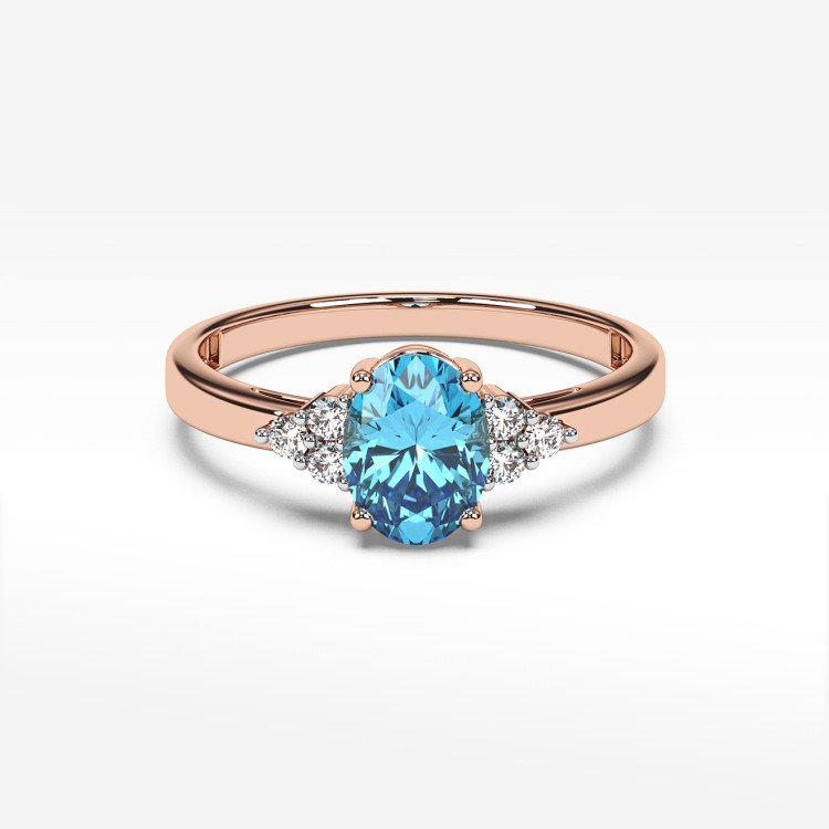 Pierścionek ze złota ze topazem i diamentami