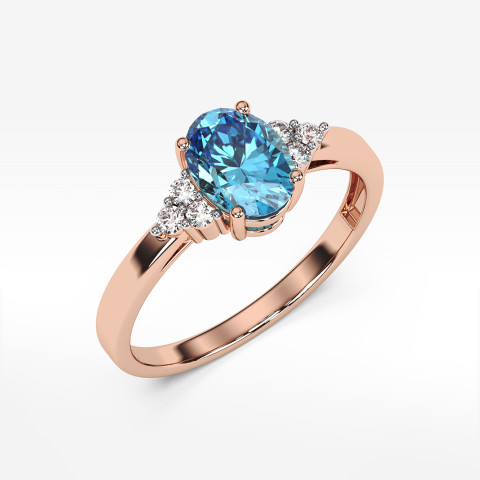 Pierścionek ze złota ze topazem i diamentami