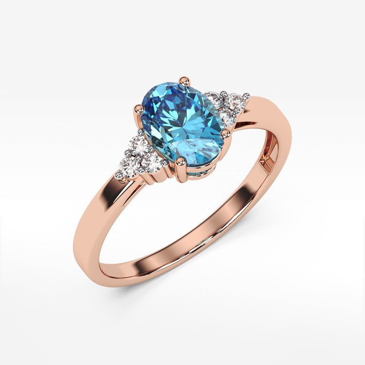 Pierścionek ze złota ze topazem i diamentami