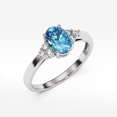 Pierścionek ze złota ze topazem i diamentami