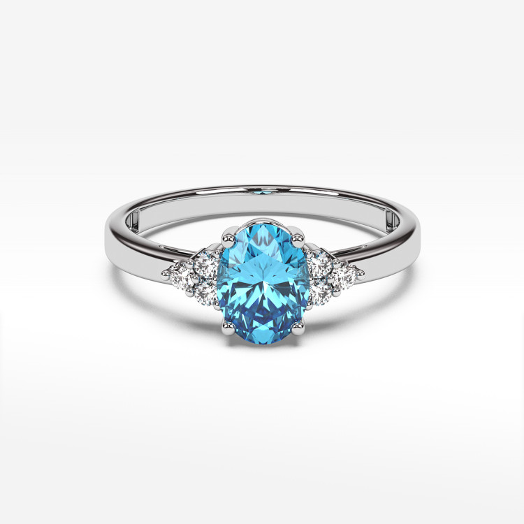 Pierścionek ze złota ze topazem i diamentami