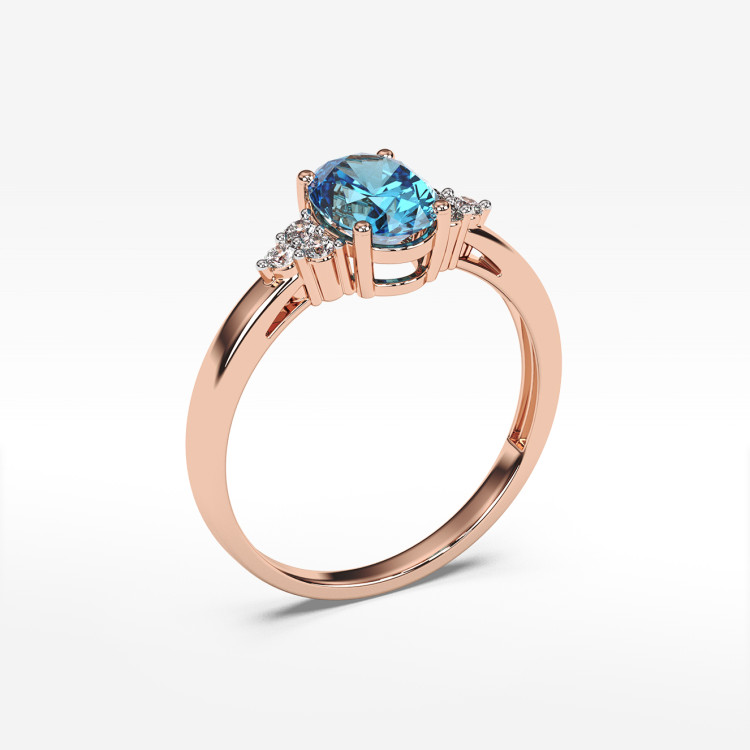 Pierścionek ze złota ze topazem i diamentami