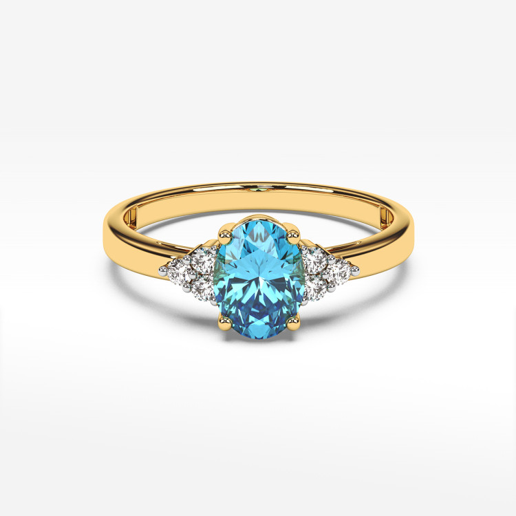 Pierścionek ze złota ze topazem i diamentami
