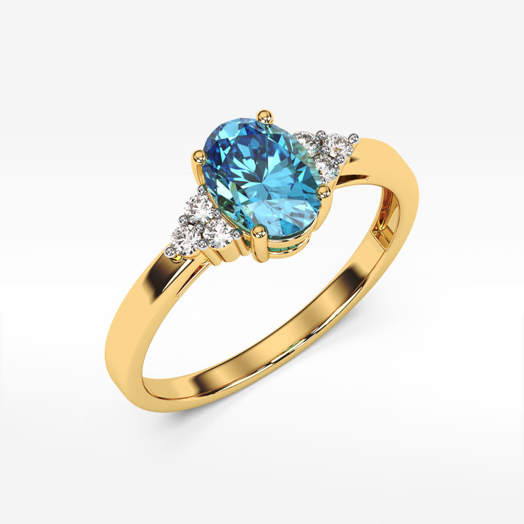 Pierścionek ze złota ze topazem i diamentami