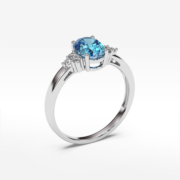 Pierścionek ze złota ze topazem i diamentami