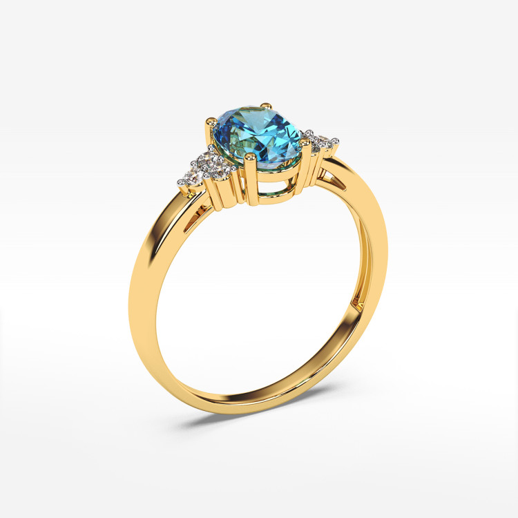 Pierścionek ze złota ze topazem i diamentami