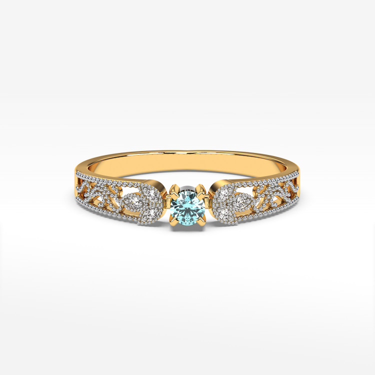 Pierścionek z diamentami i topazem