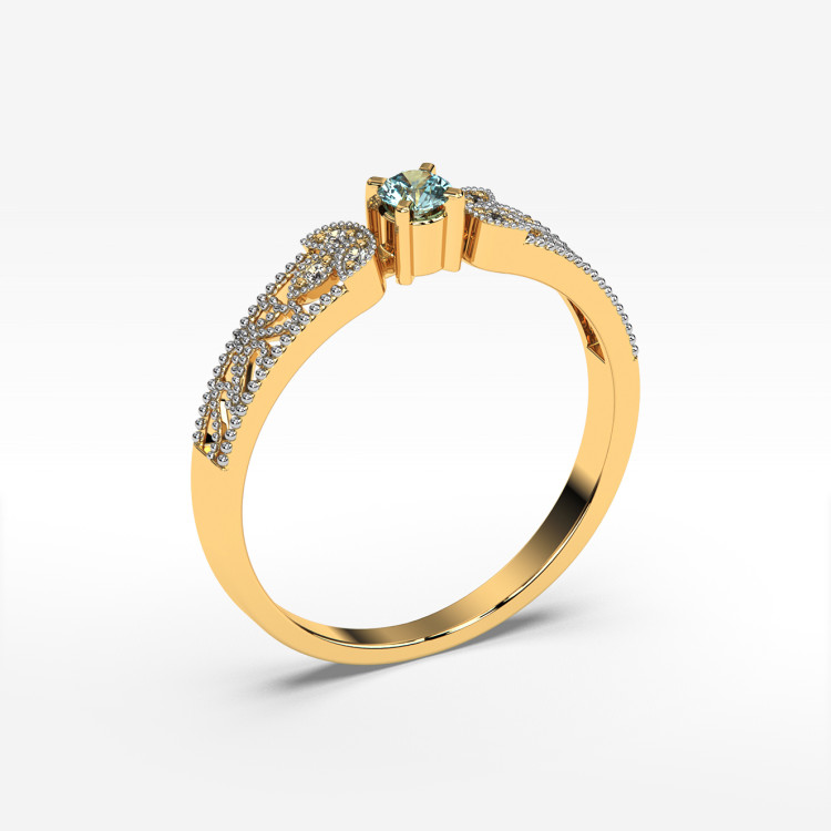 Pierścionek z diamentami i topazem