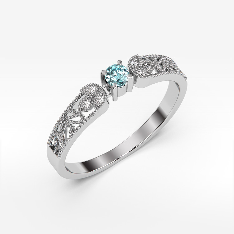 Pierścionek z diamentami i topazem