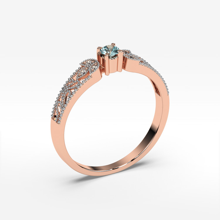 Pierścionek z diamentami i topazem