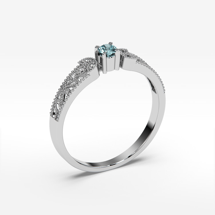 Pierścionek z diamentami i topazem