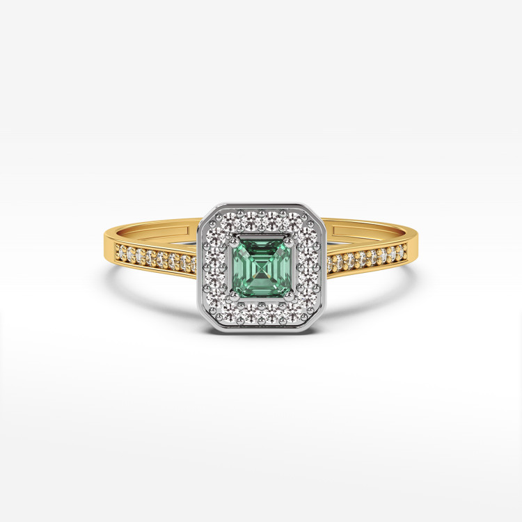 Pierścionek ze złota ze szmaragdem i diamentami