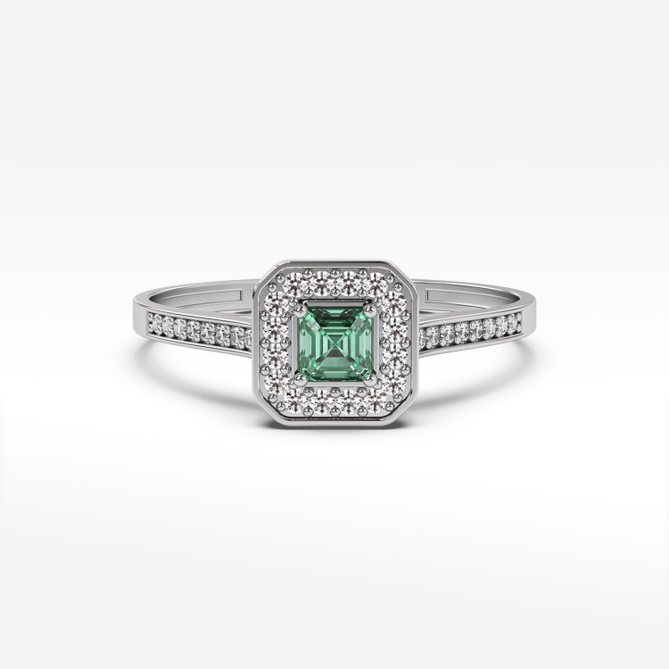 Pierścionek ze złota ze szmaragdem i diamentami