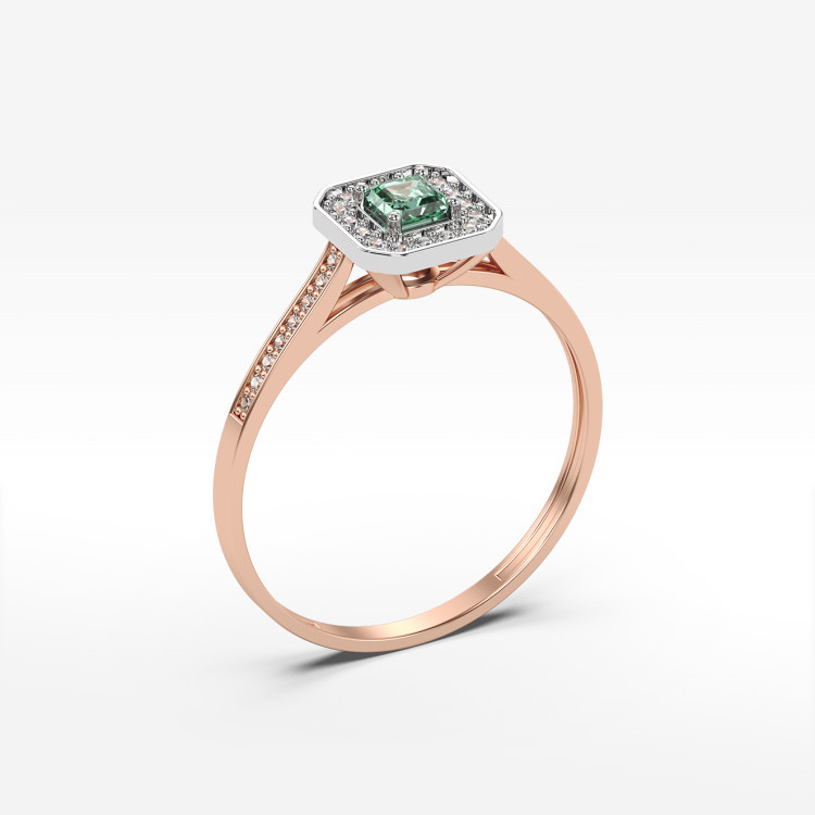 Pierścionek ze złota ze szmaragdem i diamentami