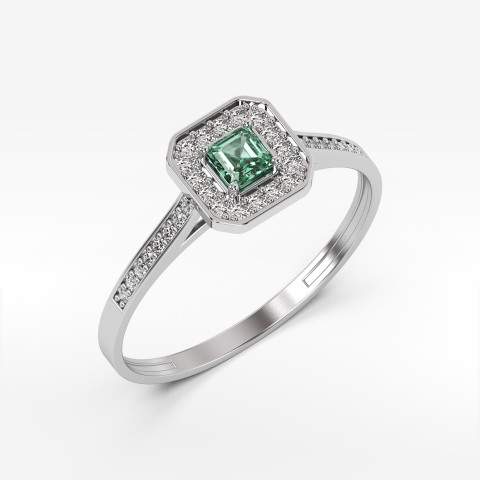 Pierścionek ze złota ze szmaragdem i diamentami