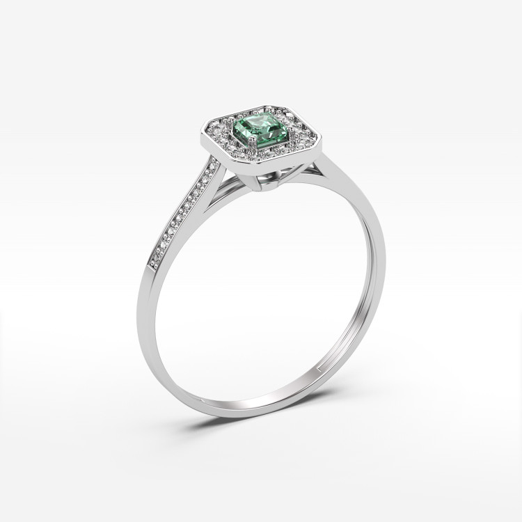 Pierścionek ze złota ze szmaragdem i diamentami