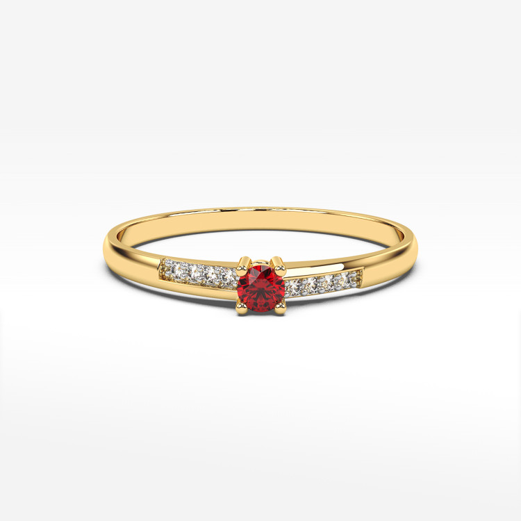 Pierścionek ze złota z rubinem i diamentami