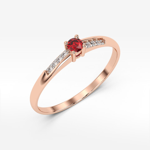 Pierścionek ze złota z rubinem i diamentami