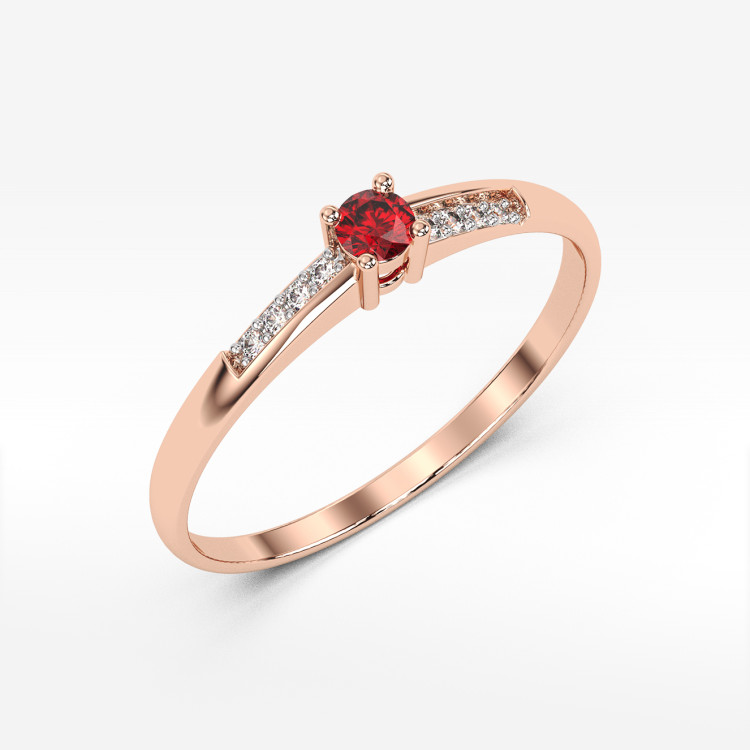 Pierścionek ze złota z rubinem i diamentami