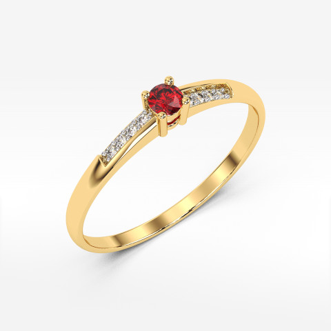 Pierścionek ze złota z rubinem i diamentami