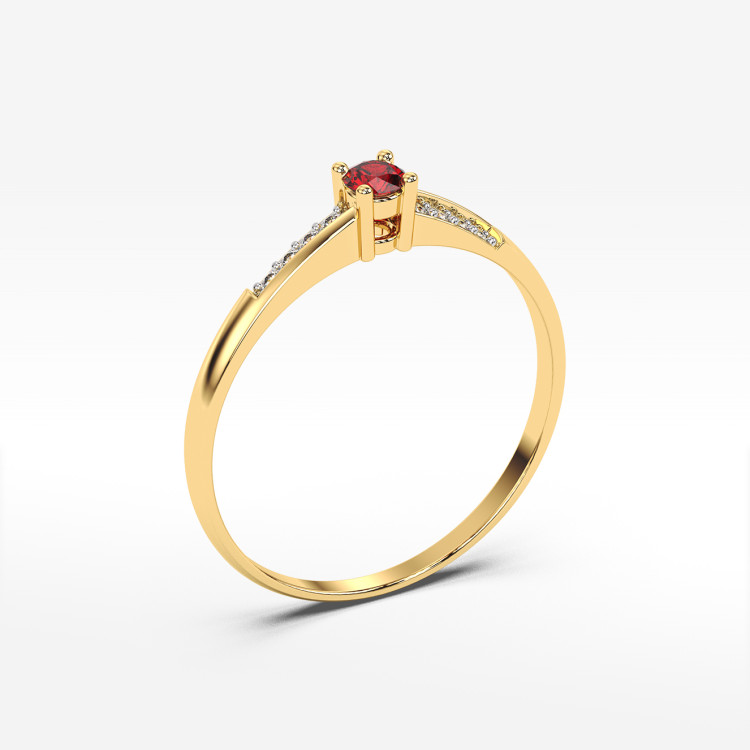 Pierścionek ze złota z rubinem i diamentami