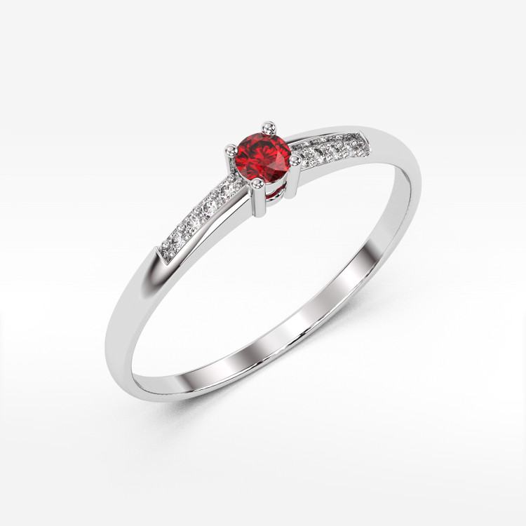 Pierścionek ze złota z rubinem i diamentami