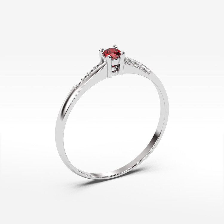 Pierścionek ze złota z rubinem i diamentami