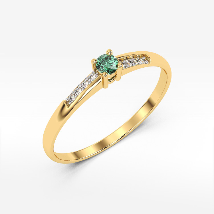 Pierścionek ze złota ze szmaragdem i diamentami