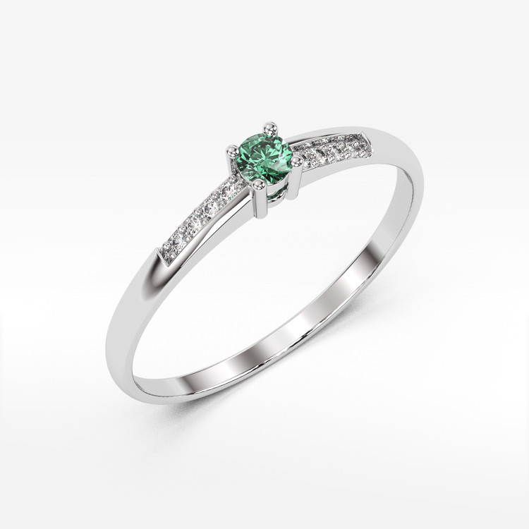 Pierścionek ze złota ze szmaragdem i diamentami