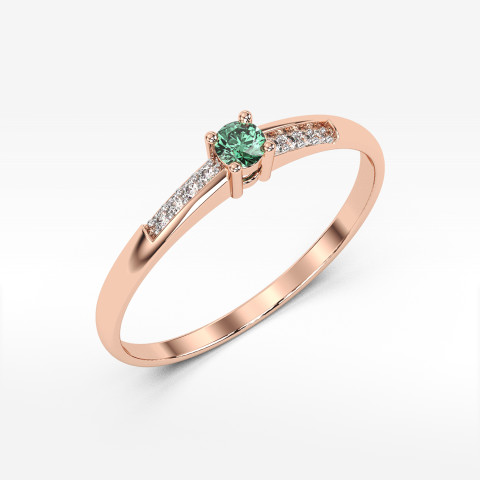 Pierścionek ze złota ze szmaragdem i diamentami