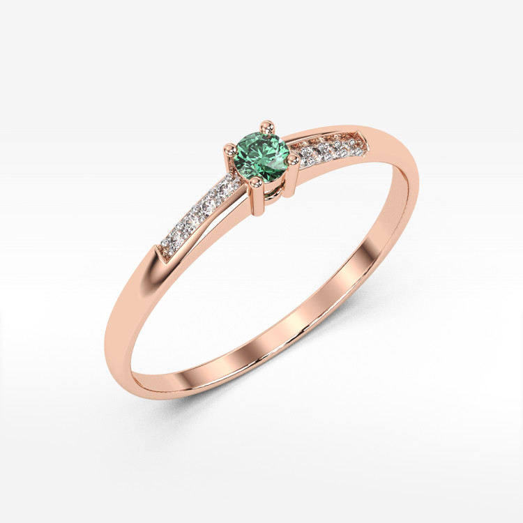 Pierścionek ze złota ze szmaragdem i diamentami