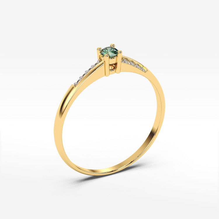 Pierścionek ze złota ze szmaragdem i diamentami