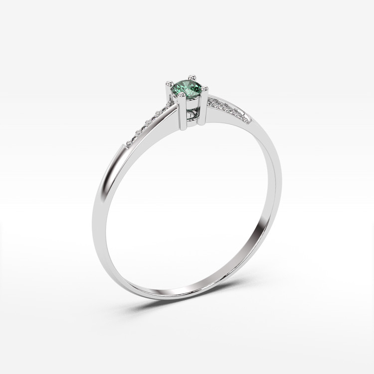 Pierścionek ze złota ze szmaragdem i diamentami