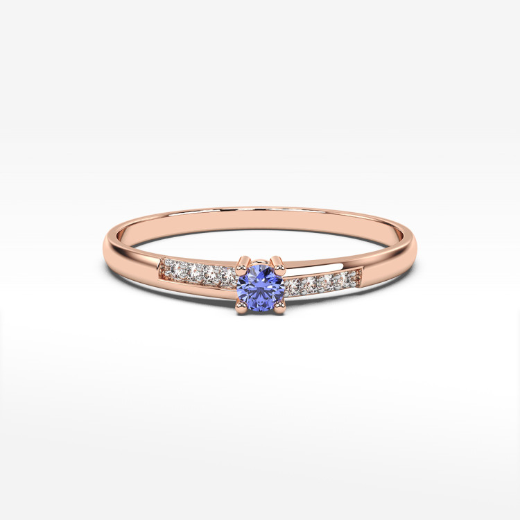 Pierścionek ze złota z tanzanitem i diamentami