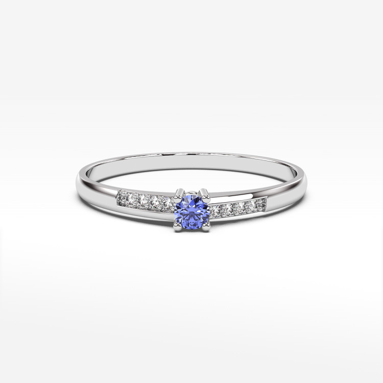 Pierścionek ze złota z tanzanitem i diamentami